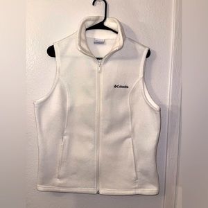 ❄️ Columbia Vest Womens Large White Fleece Zip Up Outdoors Casual Activewear ❄️